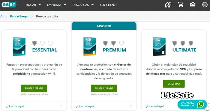 Web de descarga de ESET