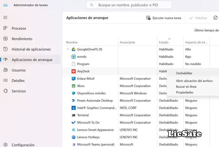 Optimizar Windows 11 Deshabilitar programas de arranque