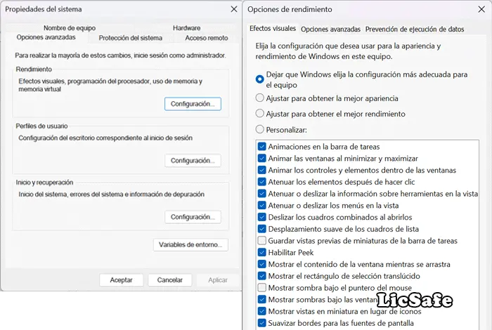 Optimizar Windows 11 desactivar efectos visuales