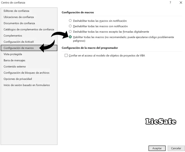 Configuración de macros